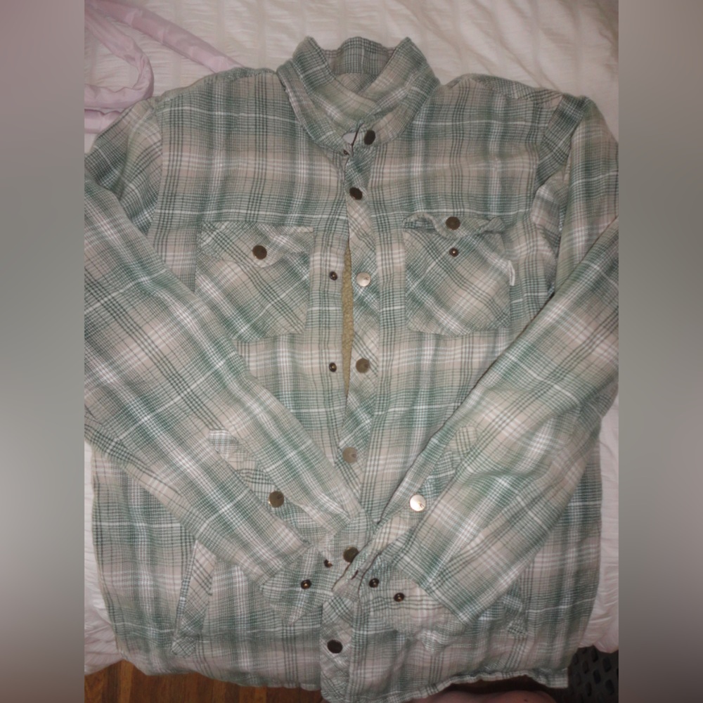 O'Neill Green and Cream Plaid Shirt